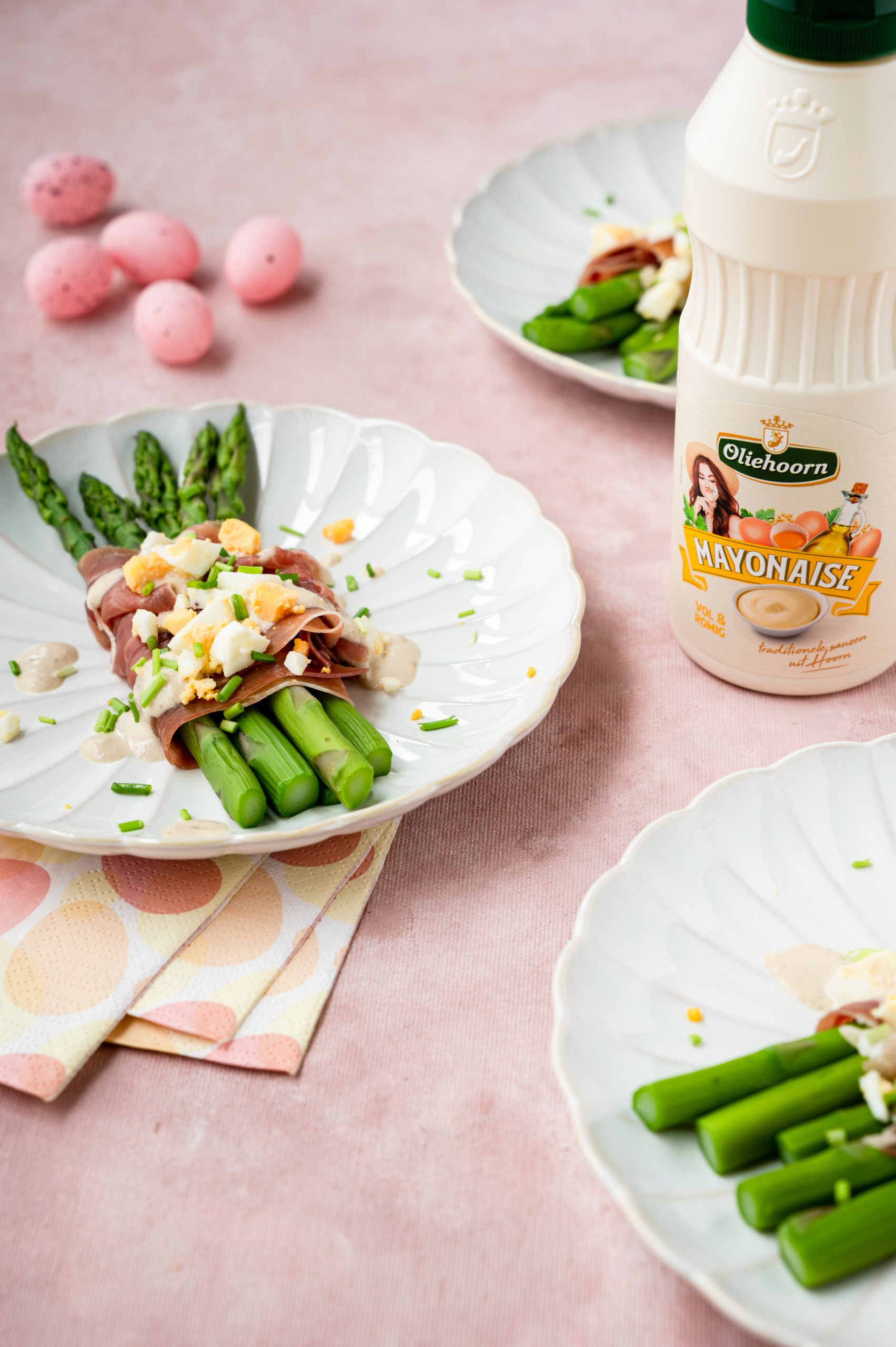 Groene asperges met prosciutto crudo en tonijnmayonaise - Oliehoorn