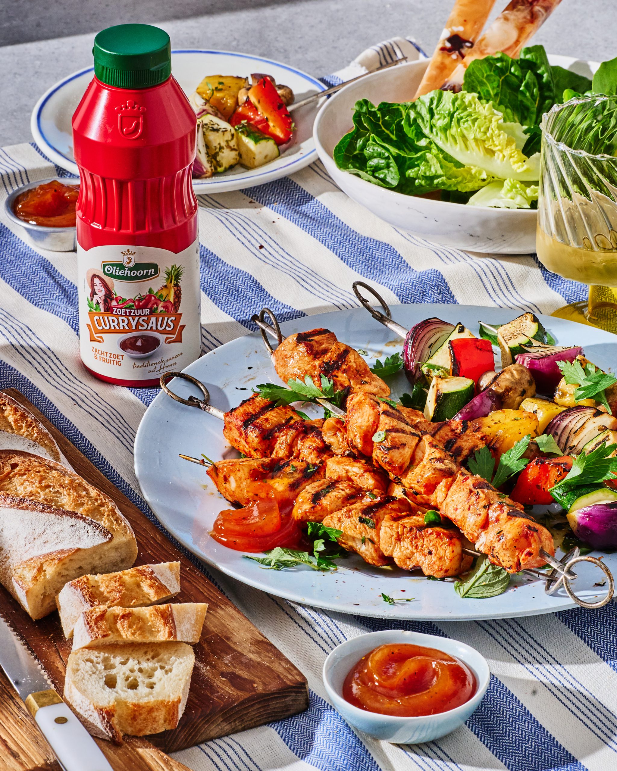 BBQ Kipspies & Vega Groentespies met Currysaus zoetzuur-01